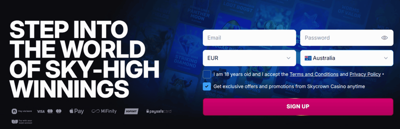 SkyCrown registration form